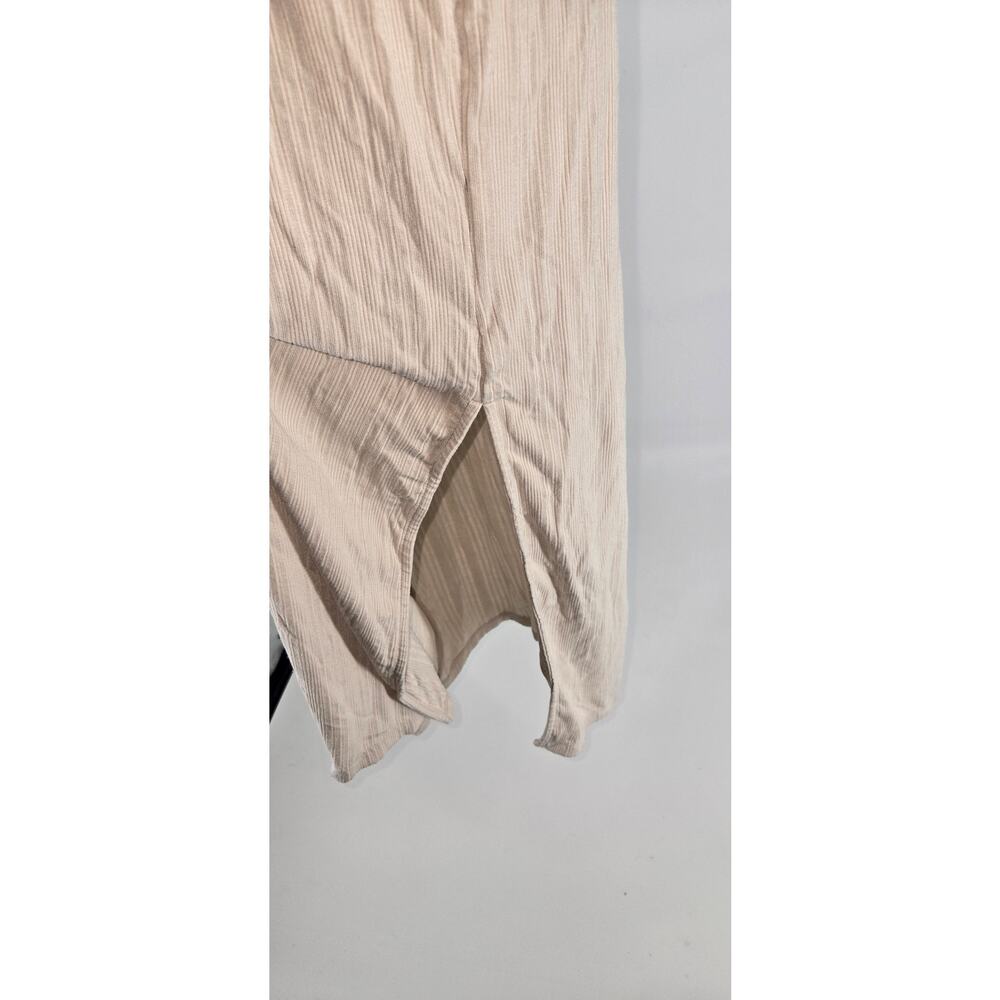 Old Navy Beige Sleeveless Ribbed Maxi Dress Slit Womens Large Vacation Casual - Picture 3 of 6